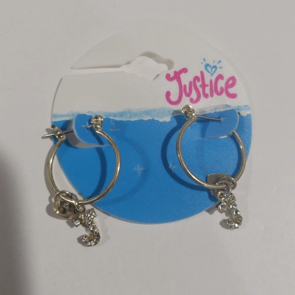 Justice Silver-tone Hoop Earrings Sparkling 